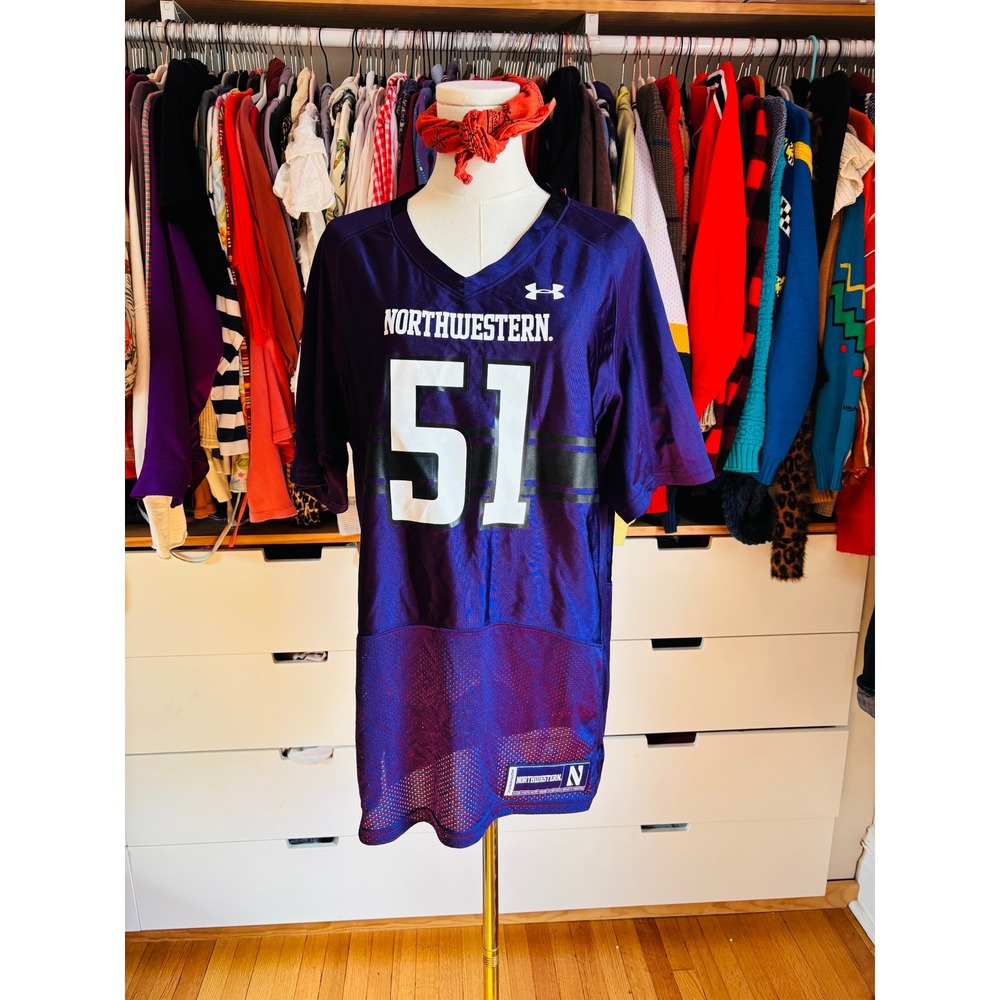 NWT‎ Under Armour Northwestern Jersey Women YXL Purple Football 51 Official